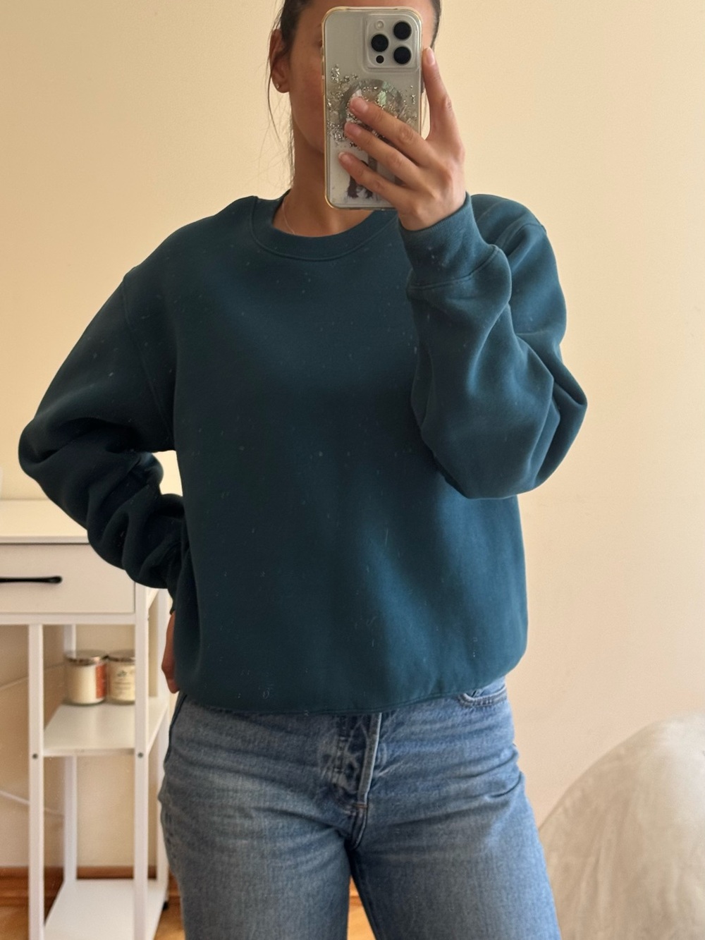 Aritzia Women's Deep Teal Crewneck Sweatshirt